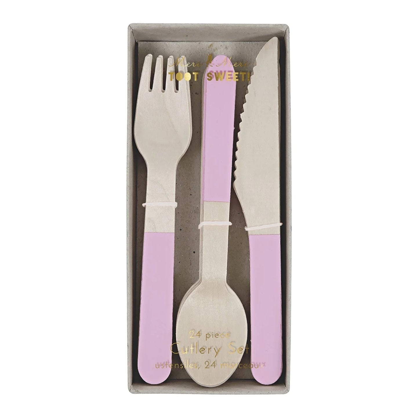 Pink Wooden Cutlery Set