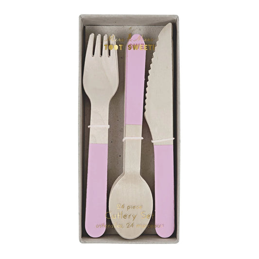 Pink Wooden Cutlery Set