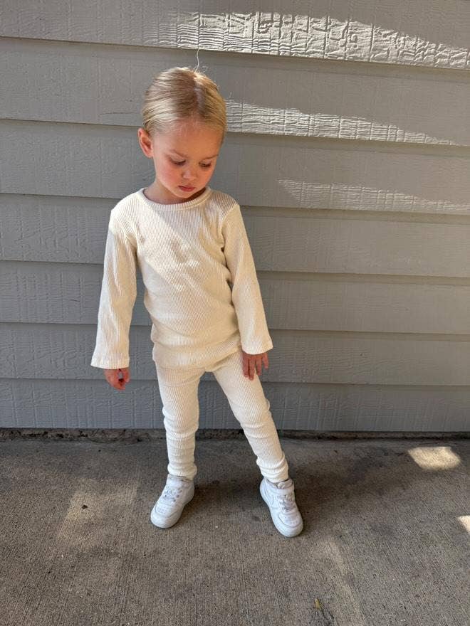 Ribbed Long Sleeve Top and Leggings Set