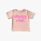 Chicks Rule Toddler and Youth Easter Shirt: Peach / Hot Pink / 4T