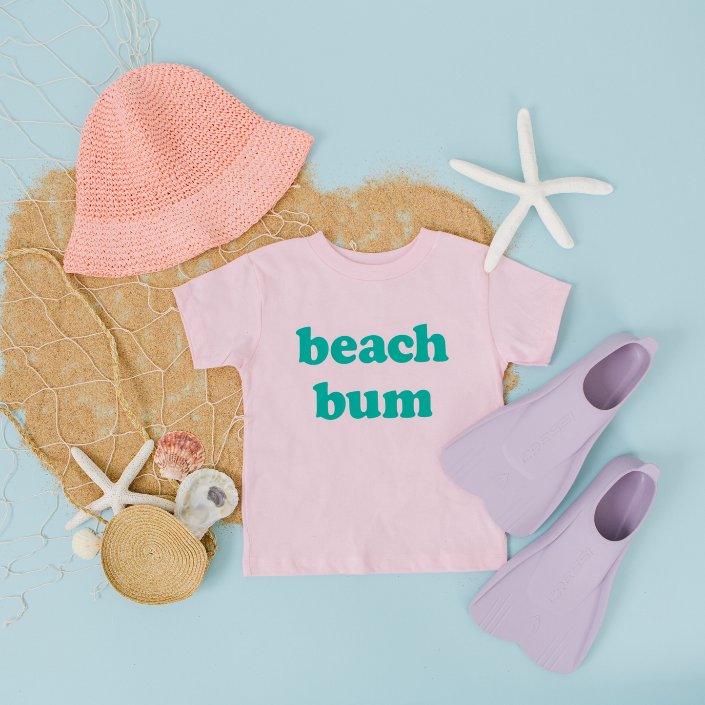 Beach Bum Tee: Pink + Teal