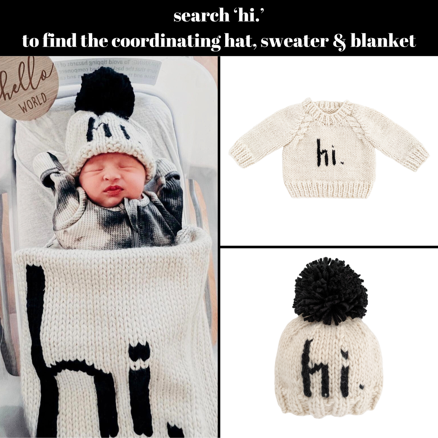 Hi. Black Crew Neck Sweater Baby & Toddler