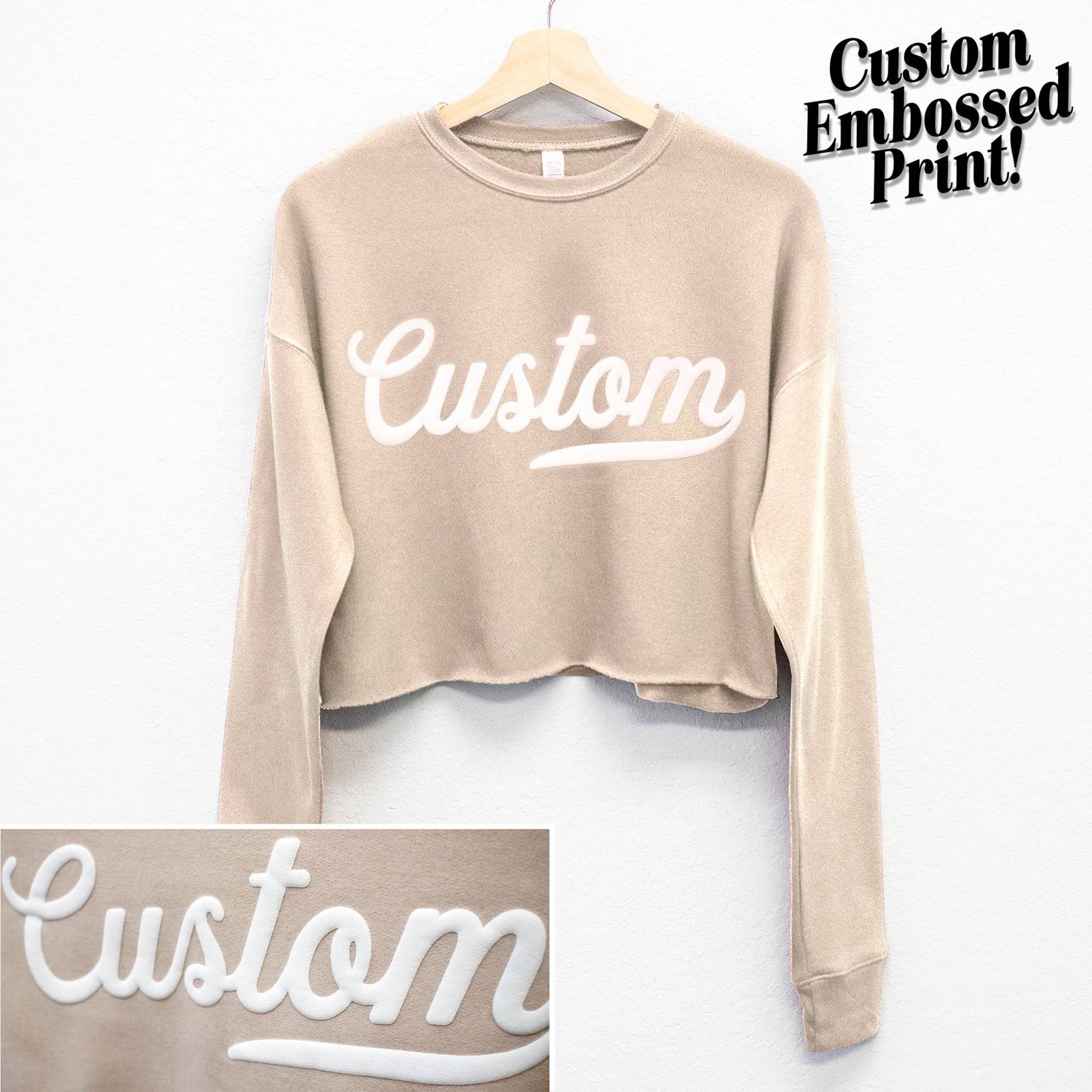 CUSTOM Small Business Embossed Puff Print Cropped Sweater