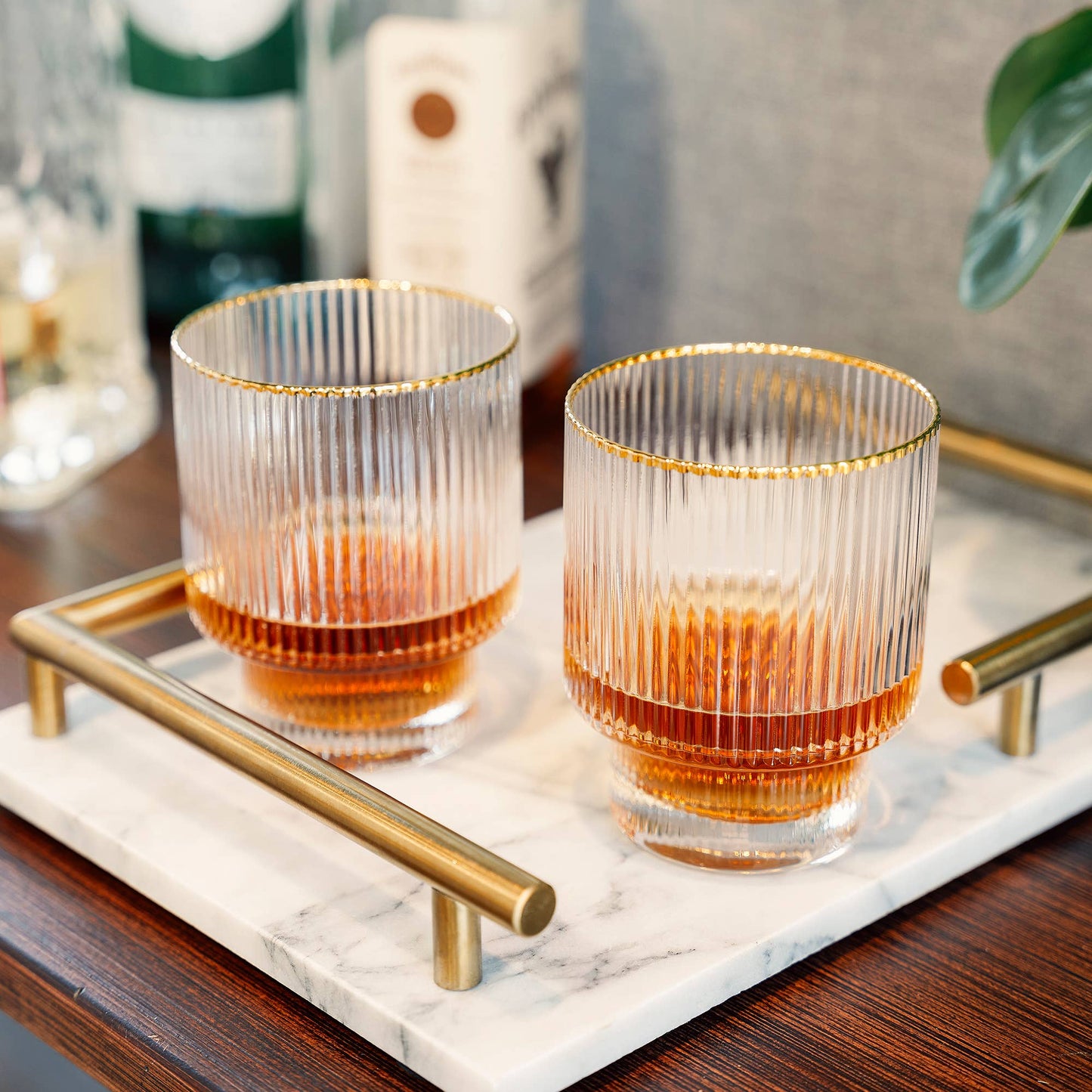 Meridian Gold-Rimmed Crystal Tumblers - Set of 2