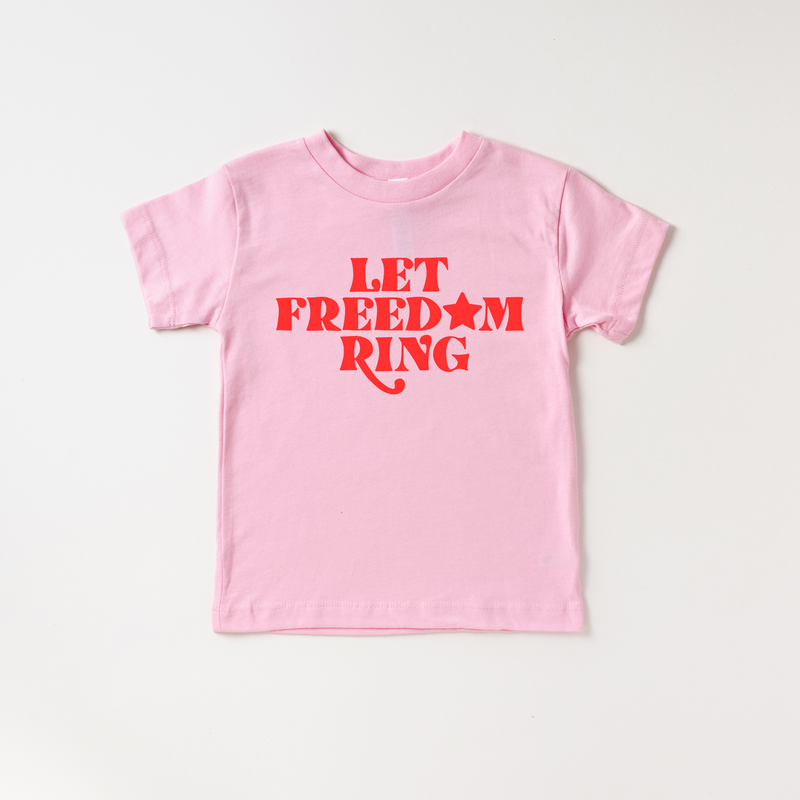 Let Freedom Ring. Toddler and Youth 4th of July Shirt: 4T / Ice Blue / Red