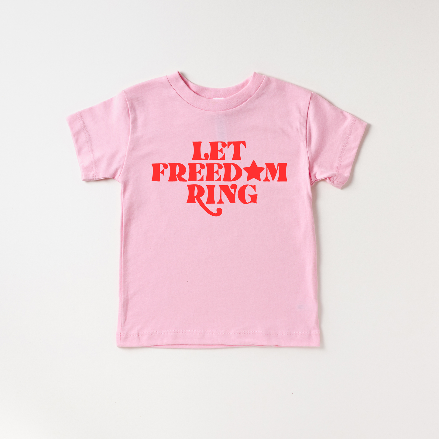 Let Freedom Ring. Toddler and Youth 4th of July Shirt: 2T / Ice Blue / Red