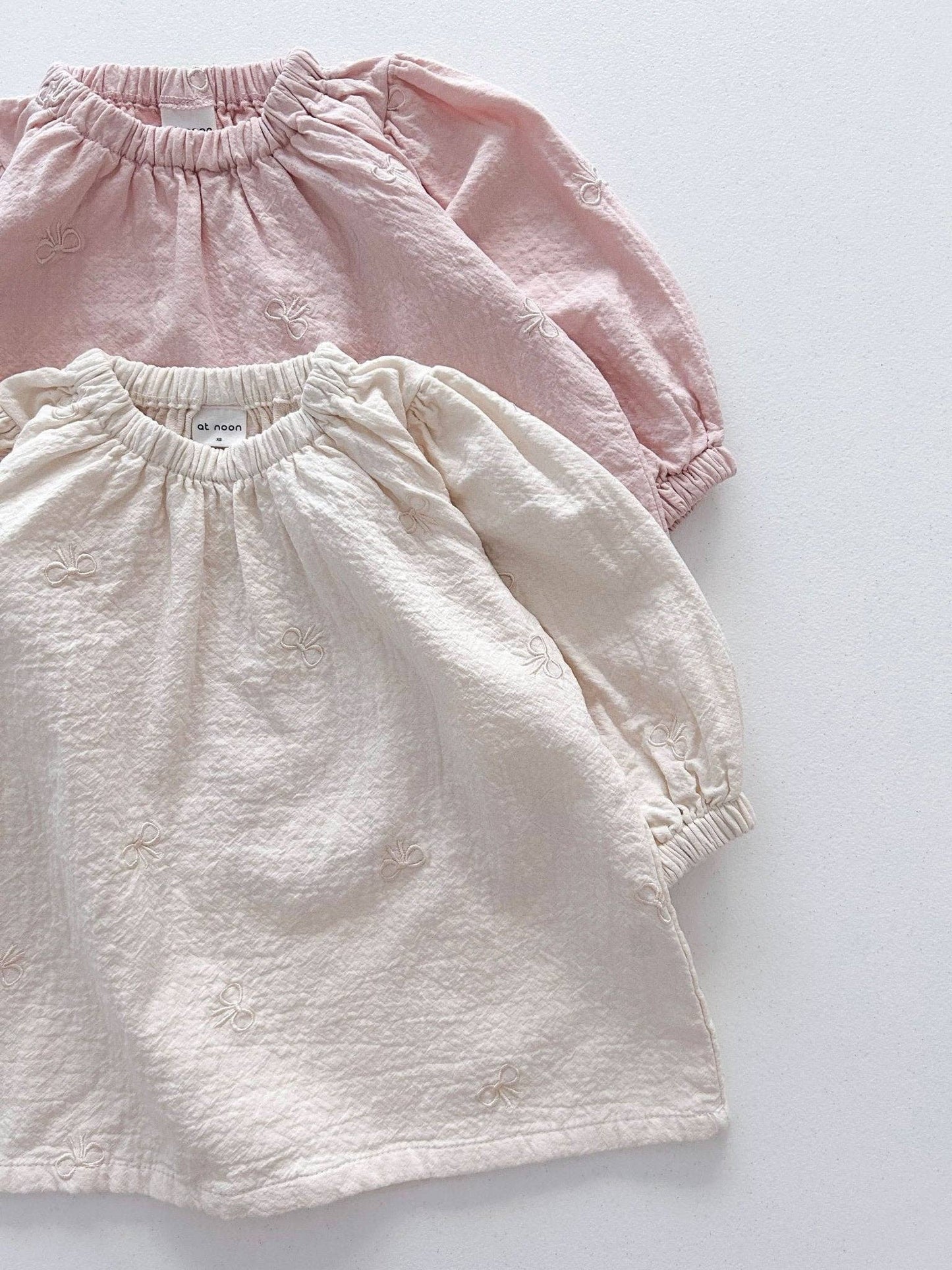 Bow Embroidery Gauze Cotton Dress