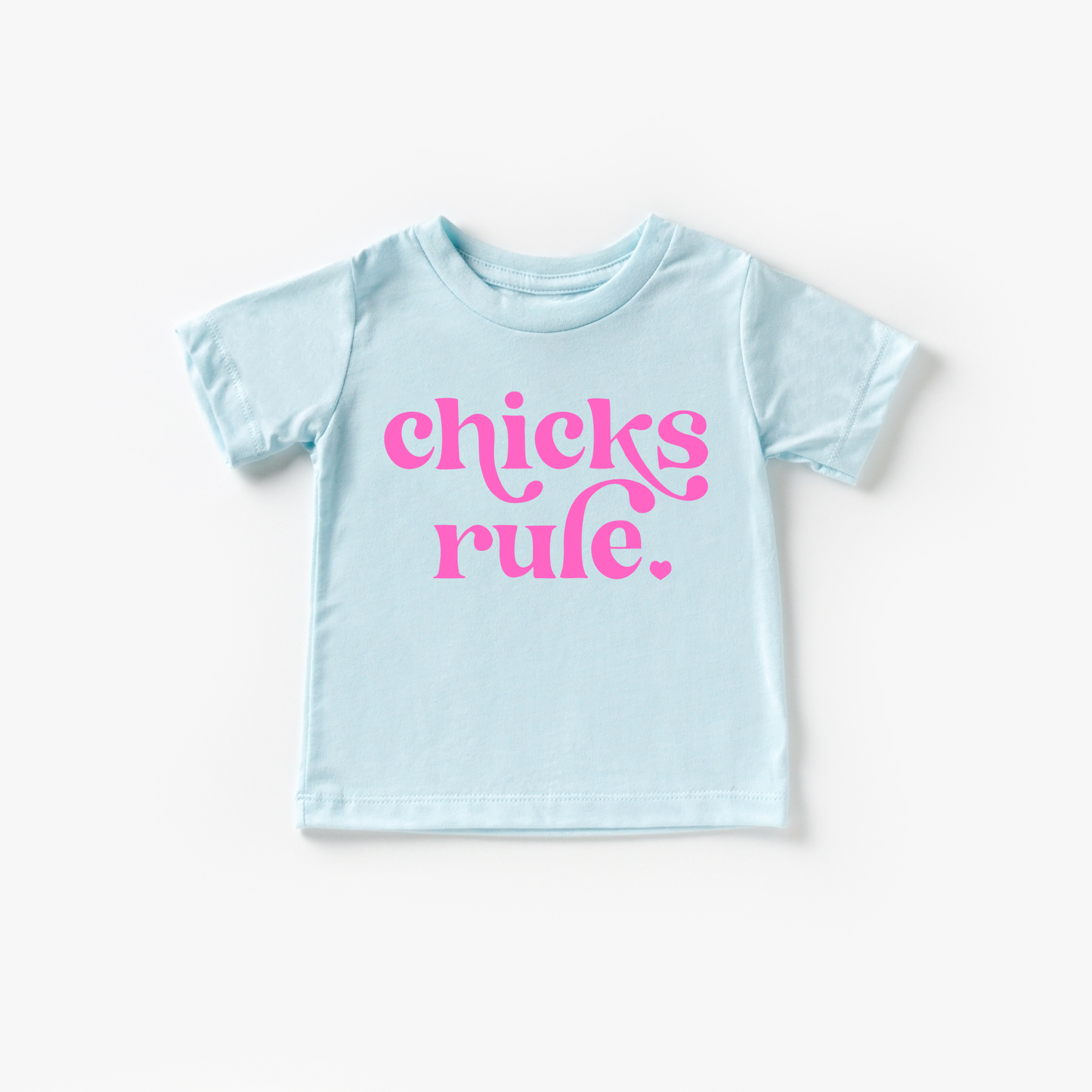 Chicks Rule Toddler and Youth Easter Shirt: Peach / Hot Pink / 3T
