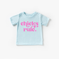 Chicks Rule Toddler and Youth Easter Shirt: Peach / Hot Pink / 4T