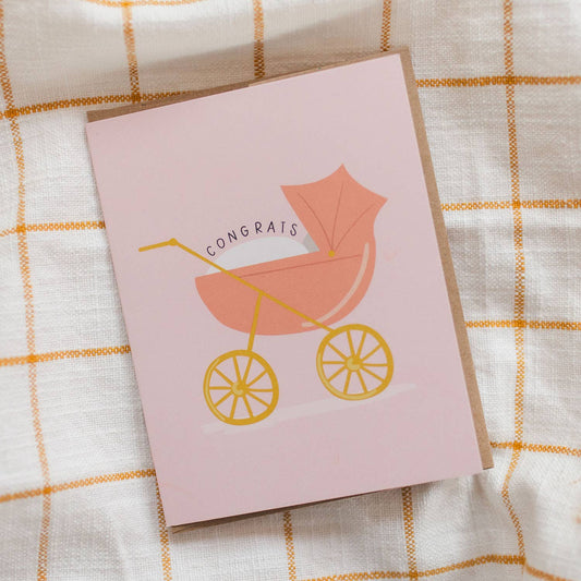 Pink Baby Carriage Greeting Card