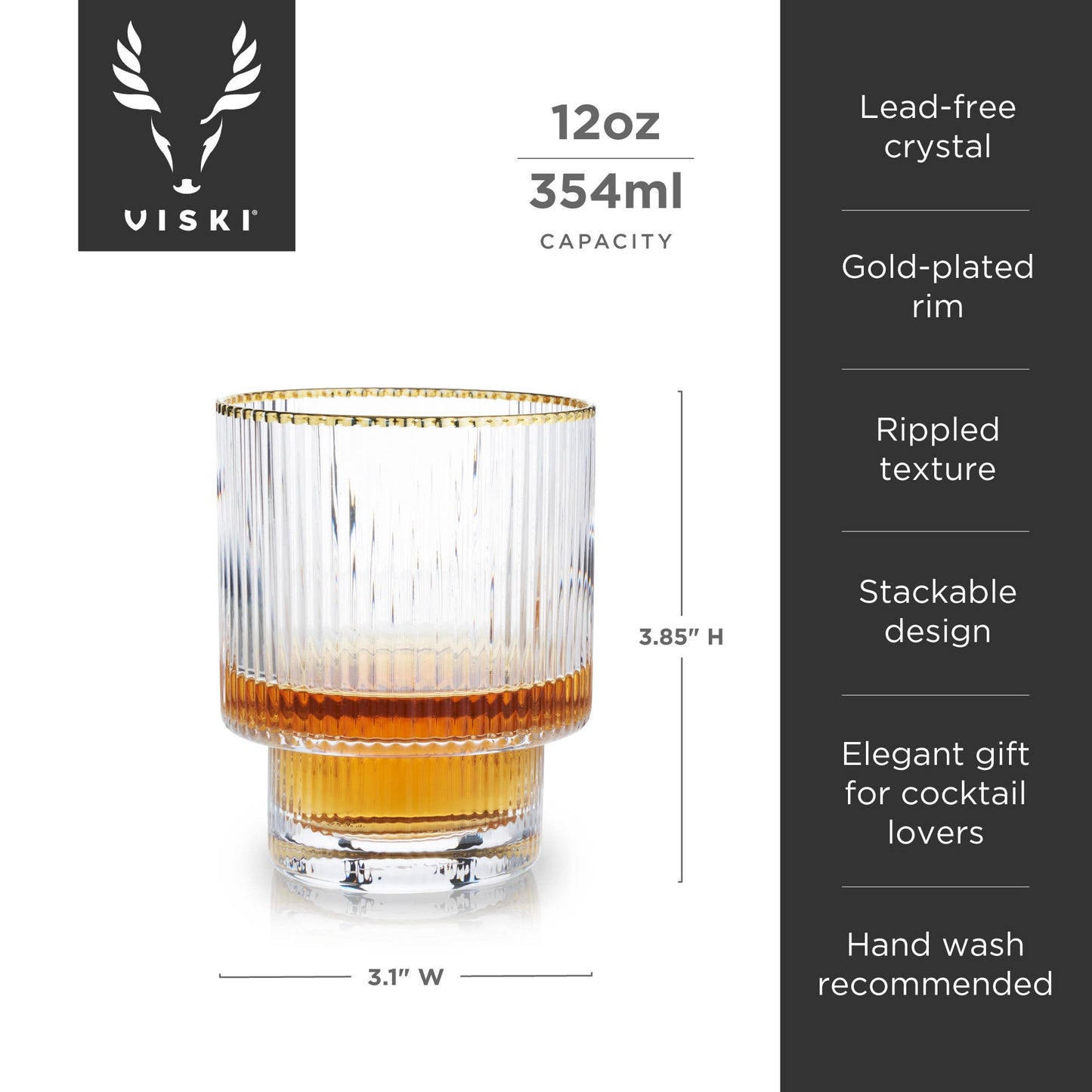 Meridian Gold-Rimmed Crystal Tumblers - Set of 2