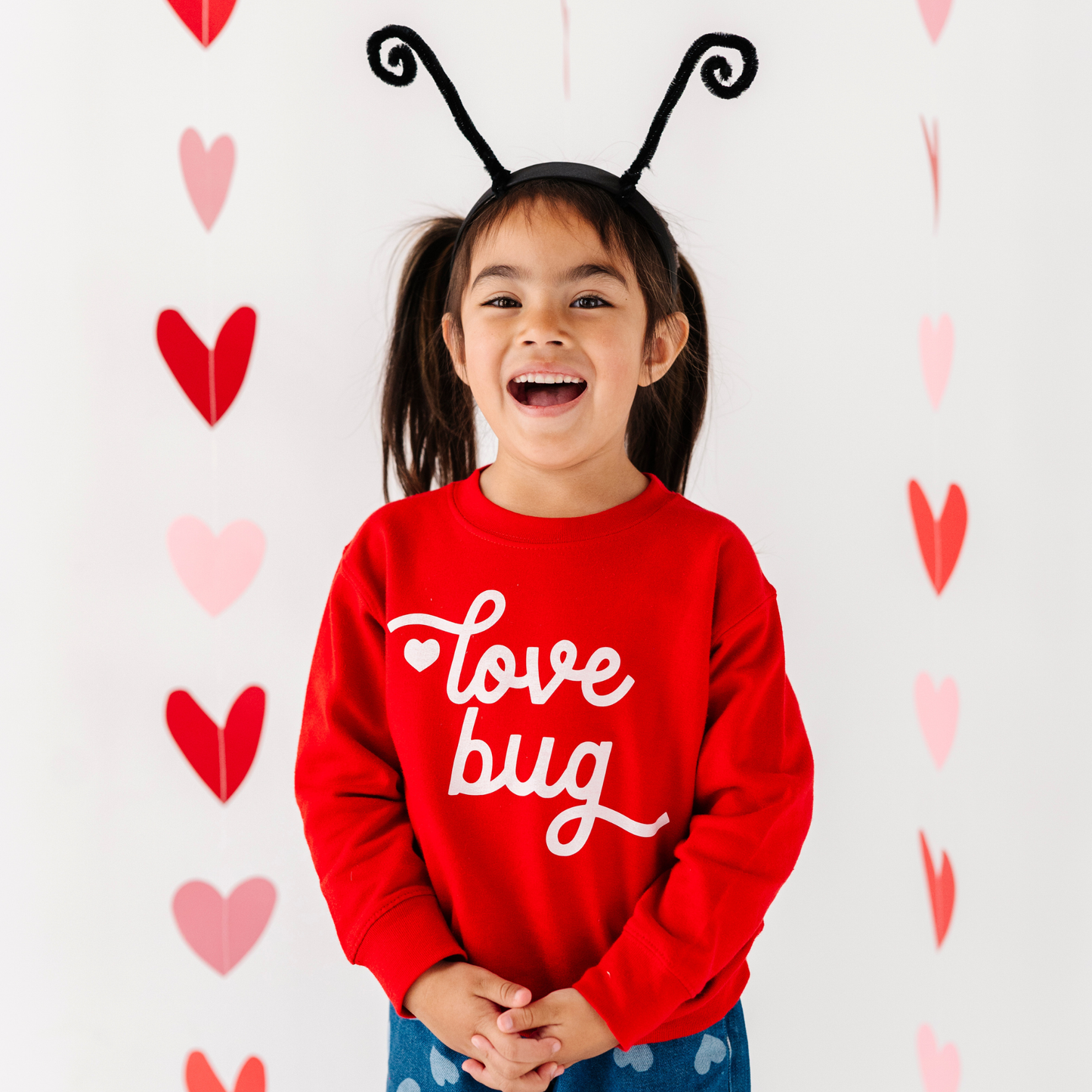 Love Bug Valentines Day Sweatshirt kids and Toddlers: Light Grey / 4T