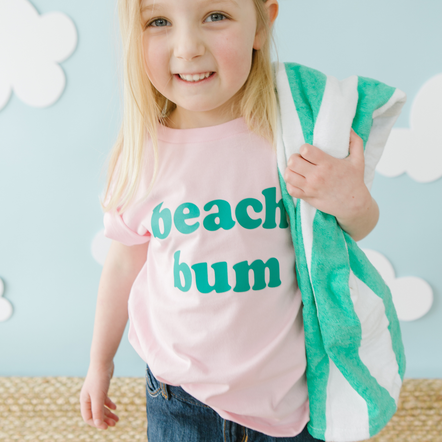 Beach Bum Tee: Pink + Teal