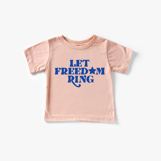 Let Freedom Ring. Toddler and Youth 4th of July Shirt: 2T / Ice Blue / Red