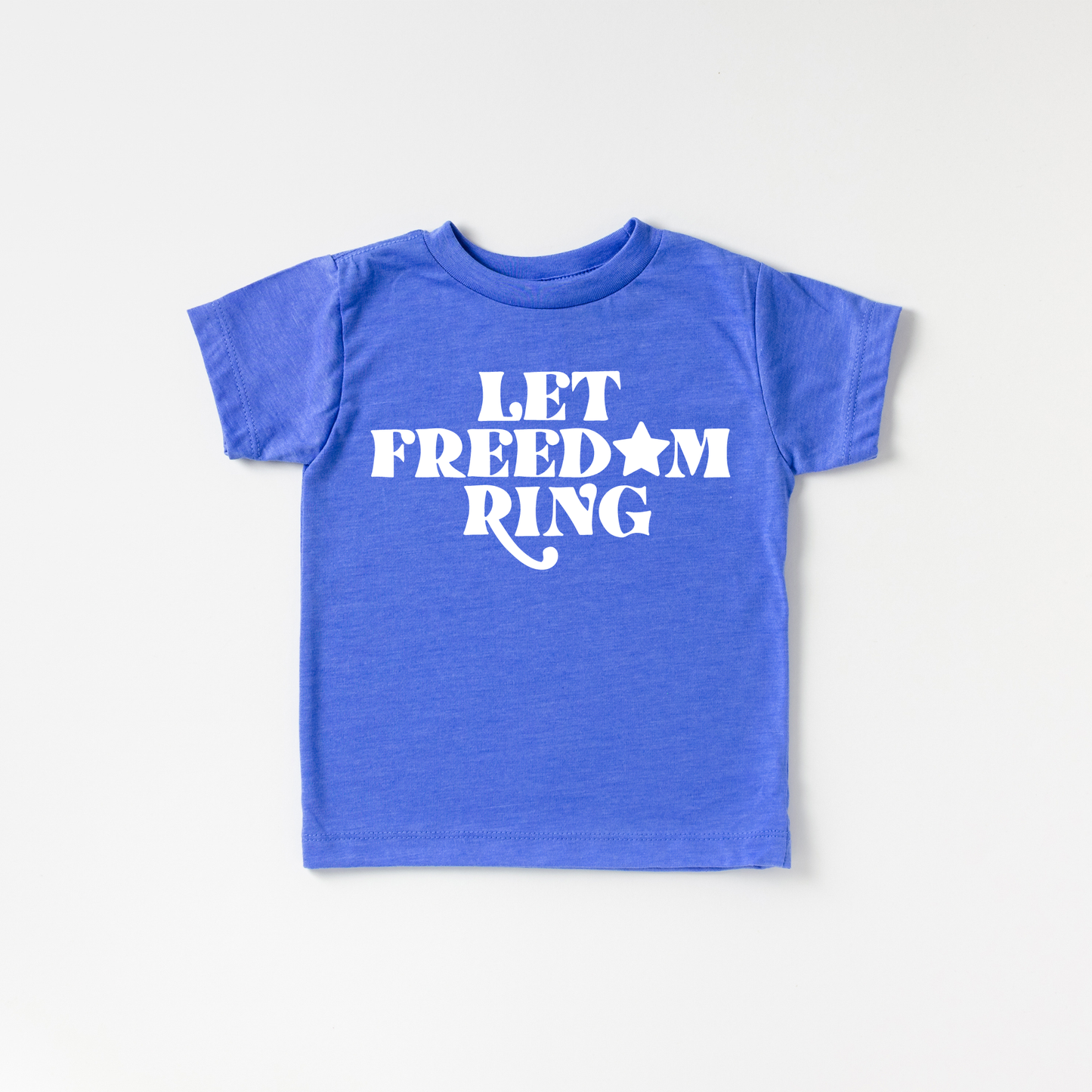 Let Freedom Ring. Toddler and Youth 4th of July Shirt: 2T / Ice Blue / Red