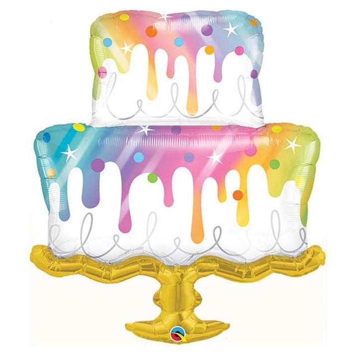 Helium Foil Balloon- 39" Rainbow Drip Cake
