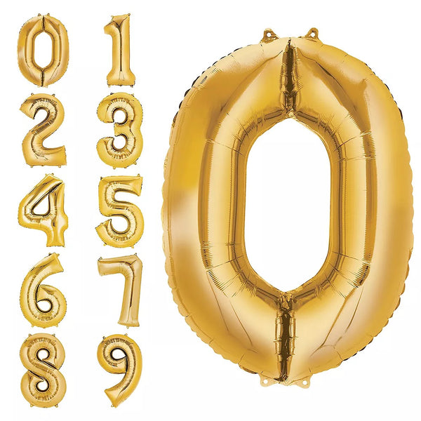 Helium Foil Balloon- 34" Gold Numbers 0-9