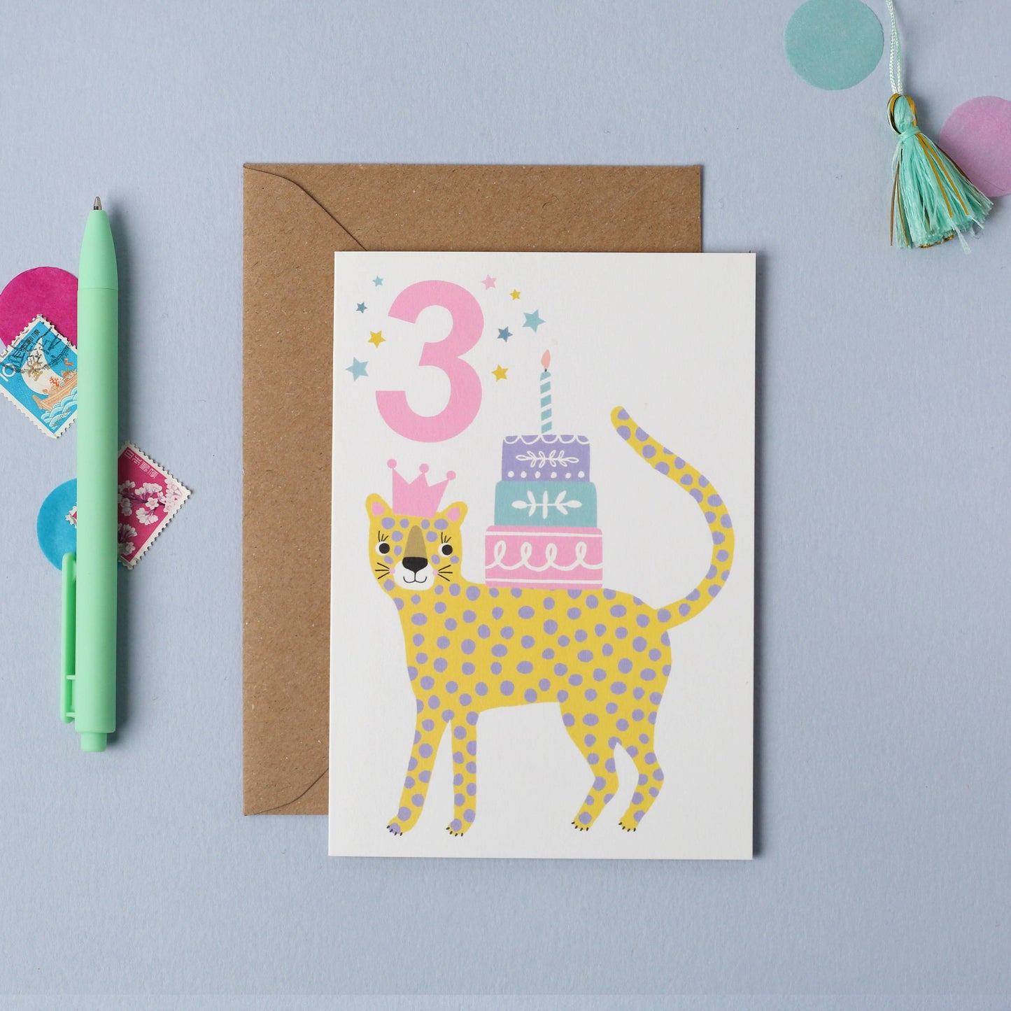 Age 3 Leopard Card