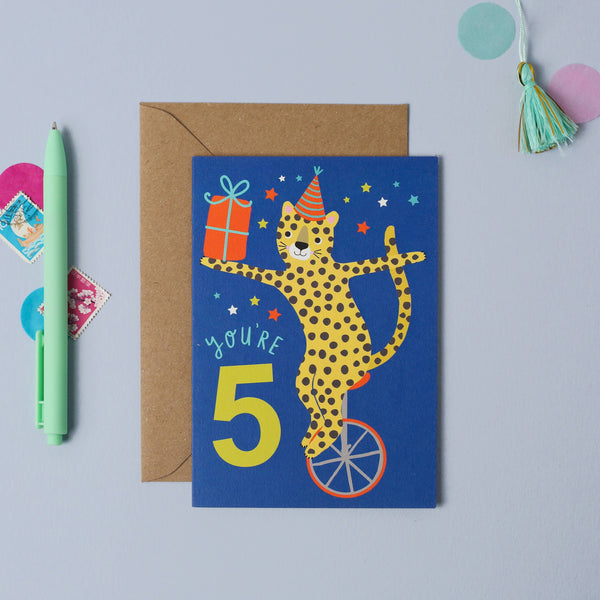Age 5 Blue Kid's Birthday Card | Children’s Birthday Card