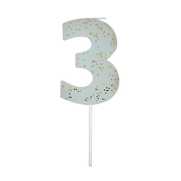 Number 3 Glitter Birthday Candle