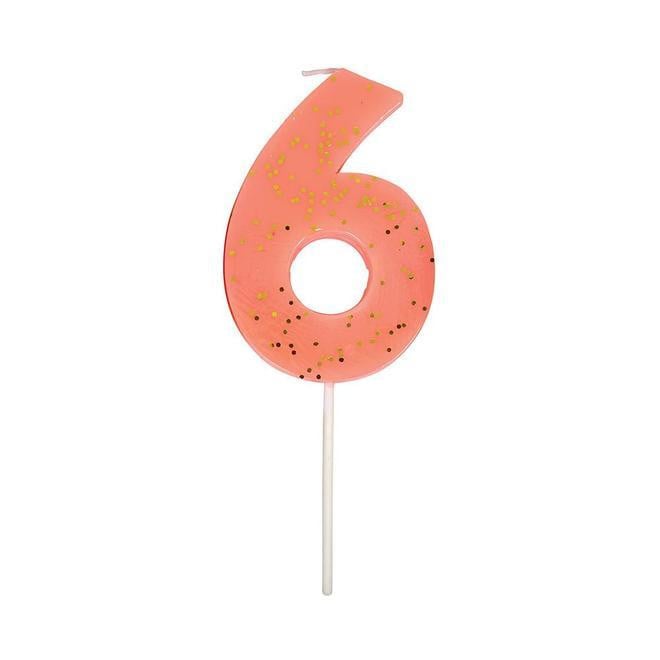 Number 6 Glitter Birthday Candle