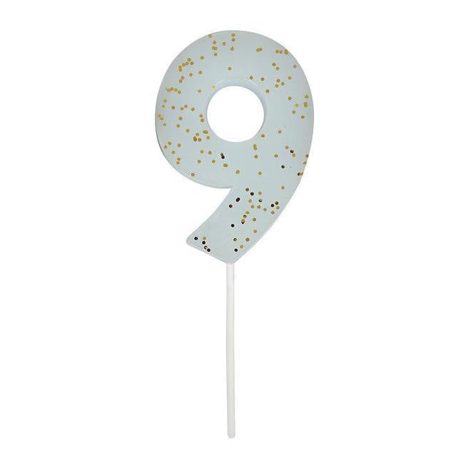 Number 9 Glitter Birthday Candle