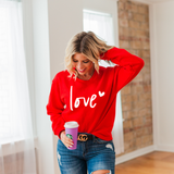 Love XOXO Valentine Adult Crewneck Sweatshirt: MED / Red