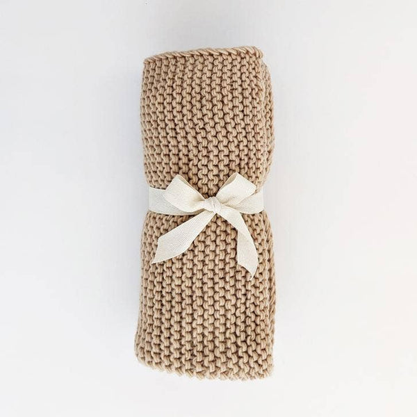 Latte Garter Stitch Knit Blanket
