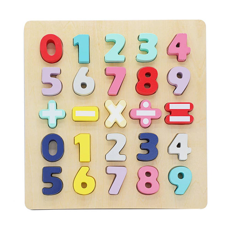Leo & Friends Wooden Chunky Number Math Puzzle, Numbers 0-9, Addition, Subtraction, Multiplication, Division, Equal Sign Included | Fun Educational Number Game for Children 3+