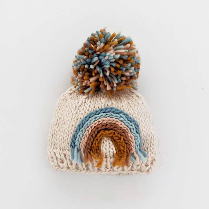 Teal Rainbow Knit Beanie Hat-2/6Y