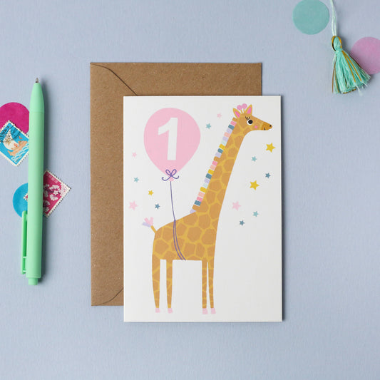 Age 1 Pink Kid's Birthday Card | Children’s Birthday Card