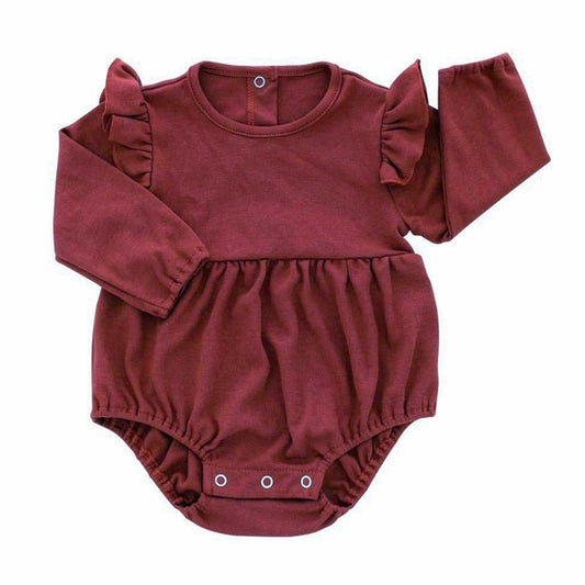 Flutter Long Sleeve Onesie- Merlot