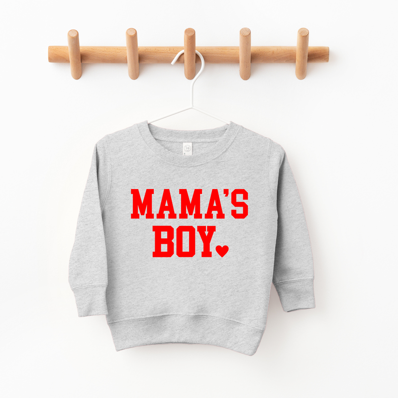 Mama's Boy Kids Valentines Day Sweatshirt: Light Grey / 5T