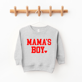Mama's Boy Kids Valentines Day Sweatshirt: Light Grey / 3T