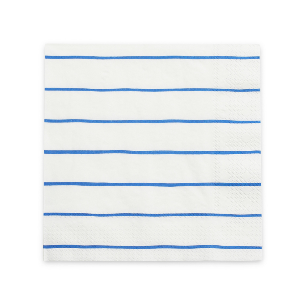 Cobalt Frenchie Striped Large Napkins