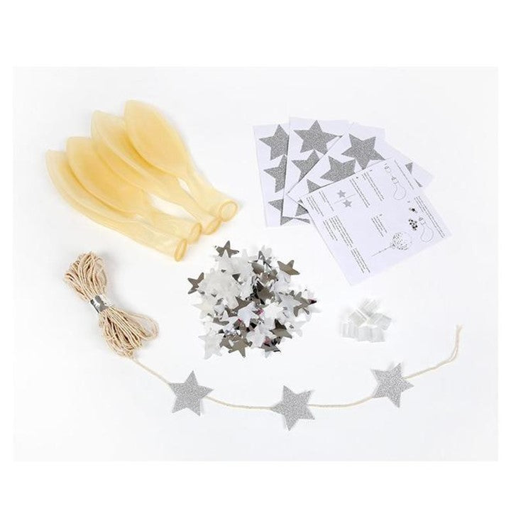 Latex Balloon- Meri Meri- Silver Star Confetti Balloon Kit