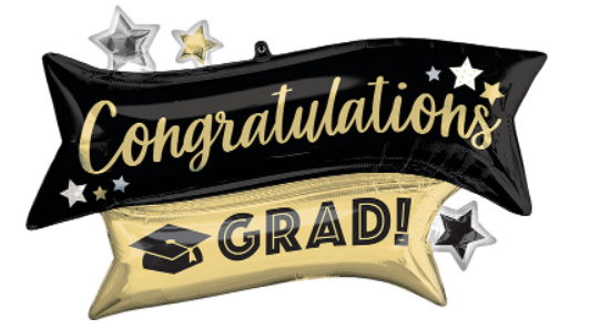 Helium Foil Balloon- 38" SuperShape Congratulations Grad Gold & Black