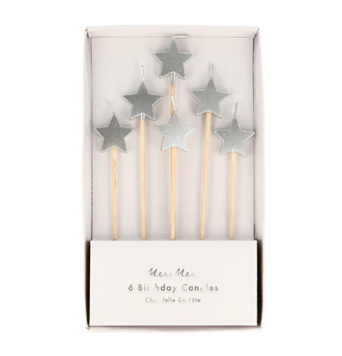 Silver Star Birthday Candle