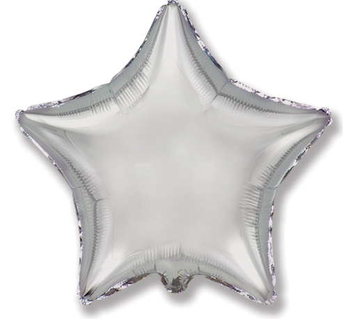 Helium Foil Balloon- 19" Chrome Silver Star
