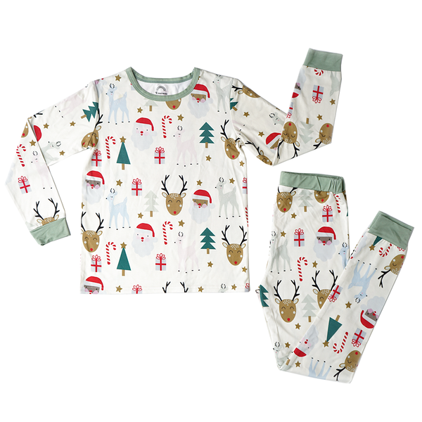 Santa and Friends Holiday Christmas Bamboo Pajamas-4/5T