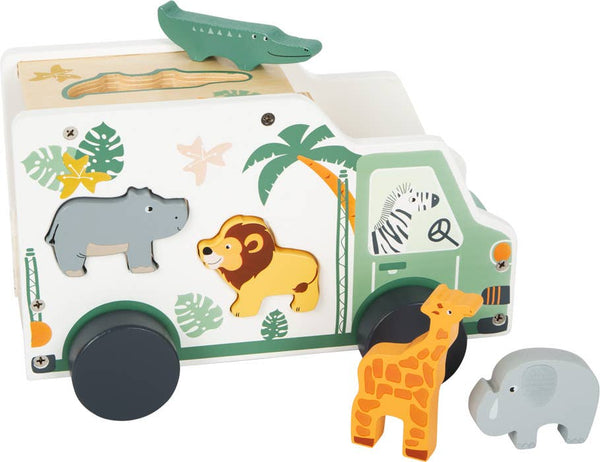 Small Foot Wooden Toys Safari Truck Shape Sorter Animal Play