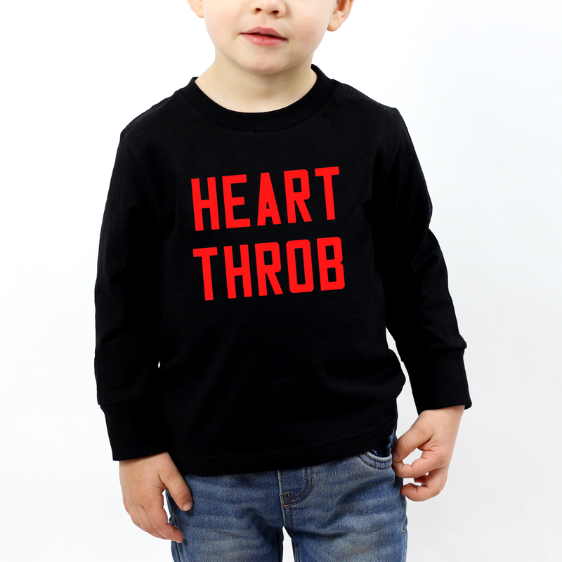 Heart Throb Toddler and Youth Valentines Day Shirt: Black / 4T
