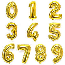 Foil Balloon- 16" Gold Numbers 0-9 Air Filled