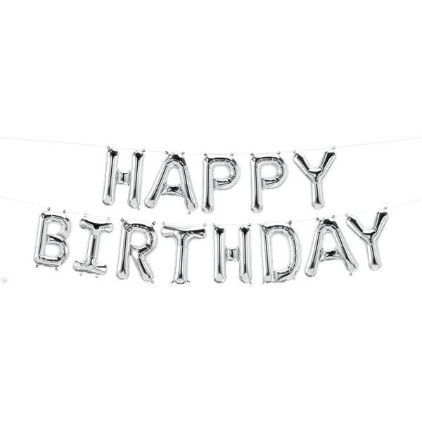 Foil Balloon- 16" Letters Kit Happy Birthday Silver Balloon