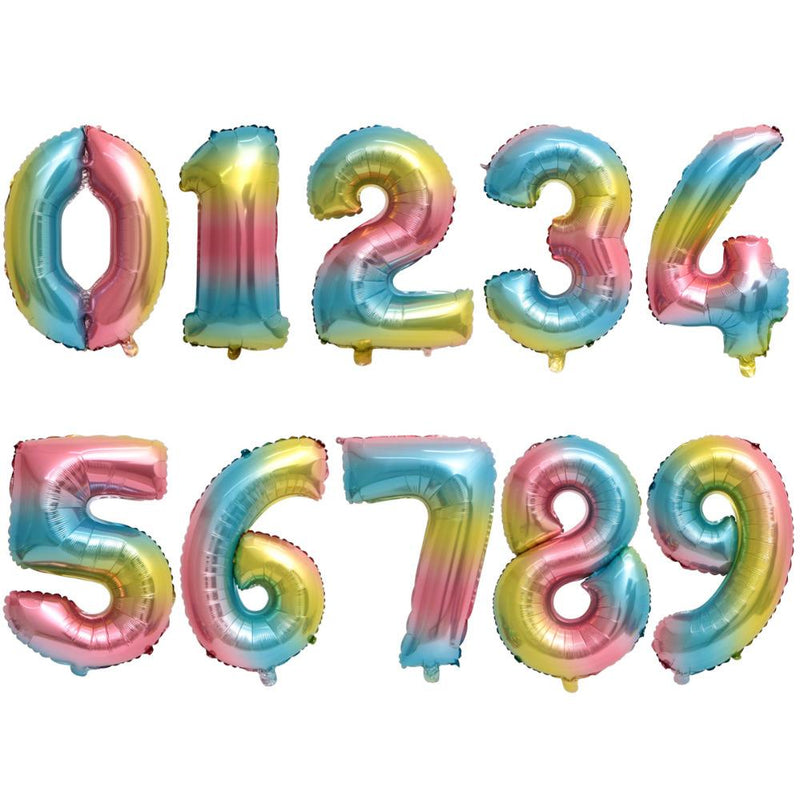 Foil Balloon- 32" Rainbow Numbers 0-9