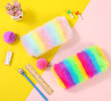 Fuzzy Pencil Case- Pastel Rainbow